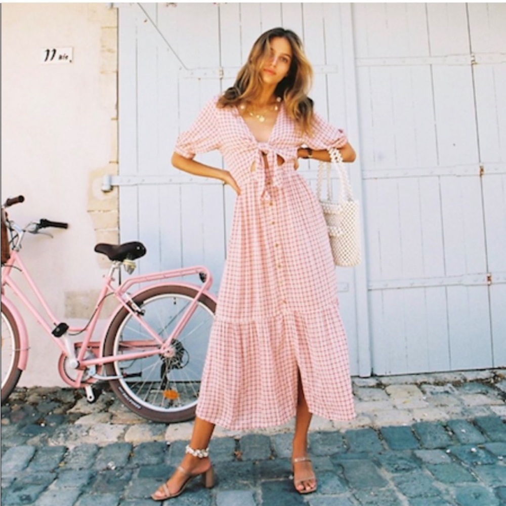 Faithful the Brand Maple Gingham Ditsy Midi Dress - Picture 9 of 10